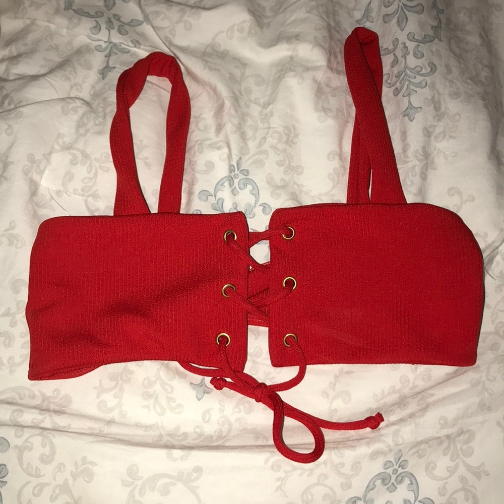 Red swimsuit top